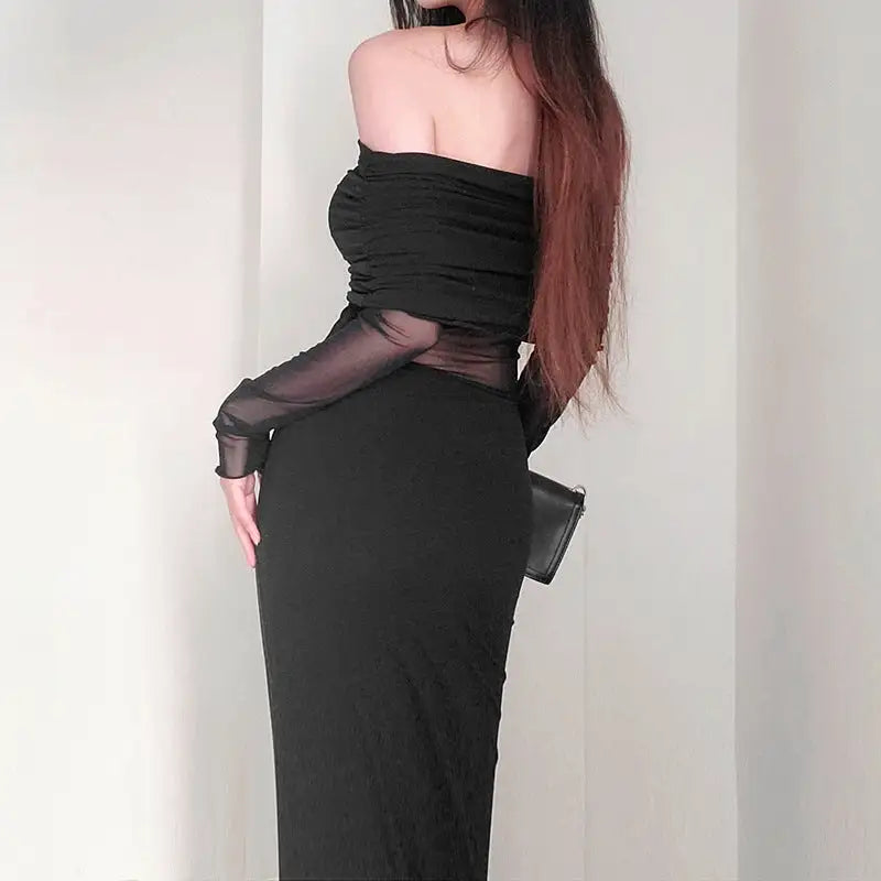 Elegant Off Shoulder Black Dress