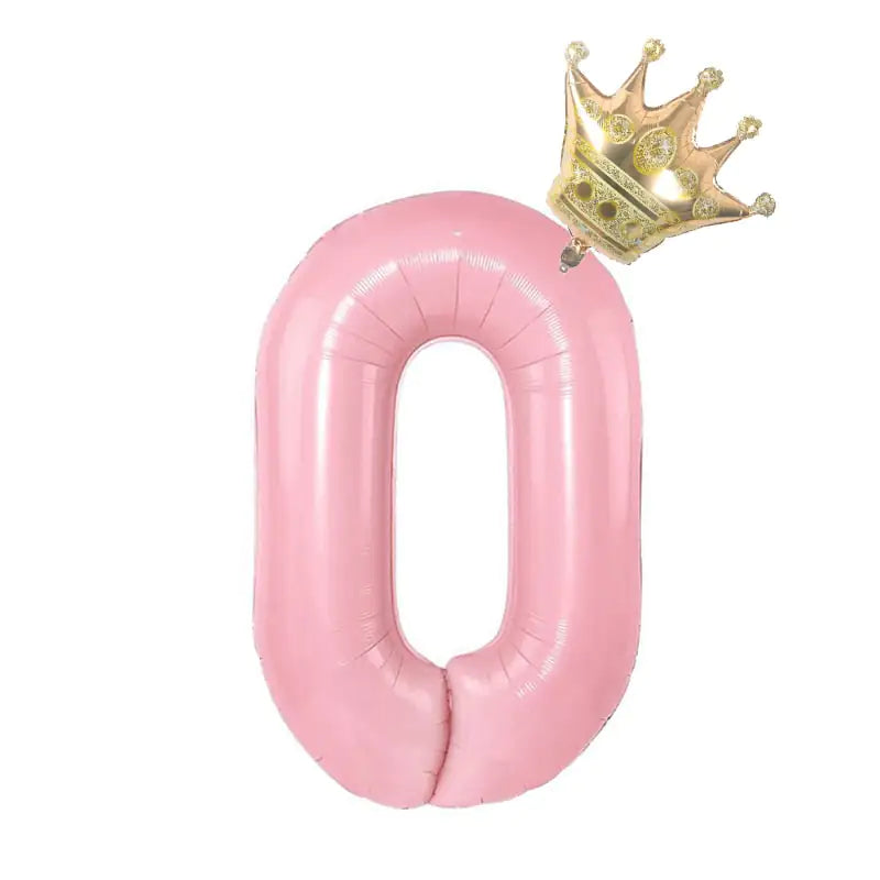 32inch Pastel Foil Number Balloon with Crown