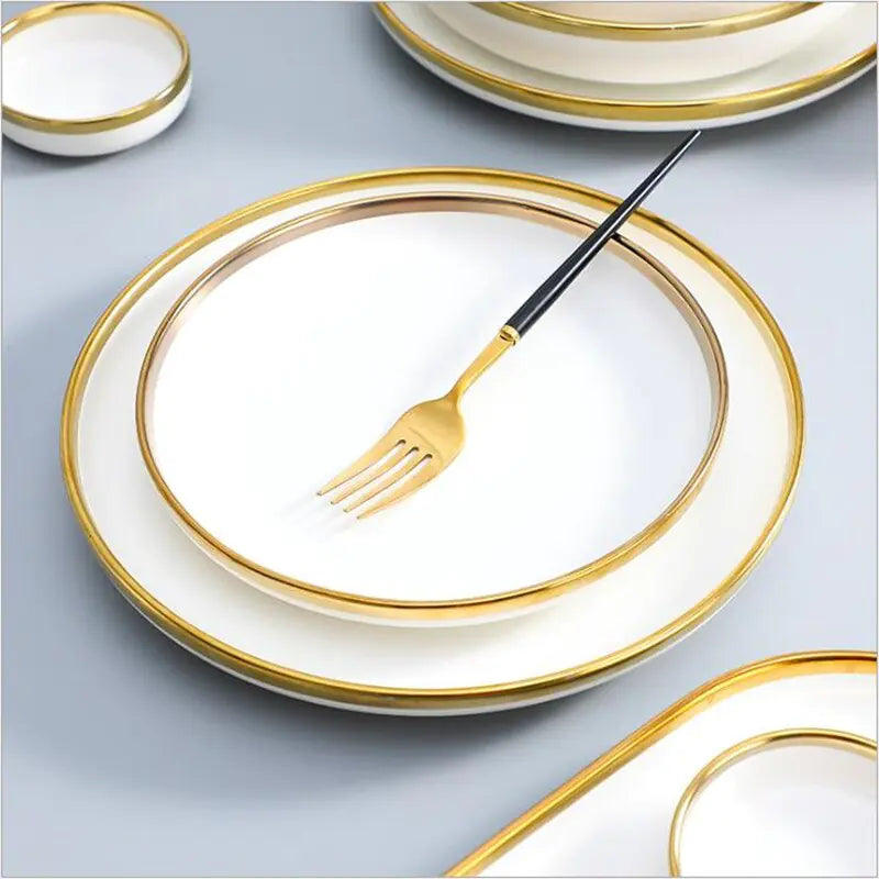 High-quality Matte Gilt Rim White Porcelain