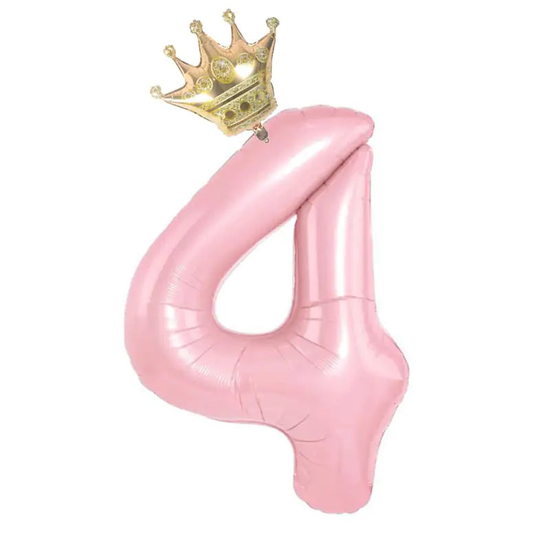 32inch Pastel Foil Number Balloon with Crown