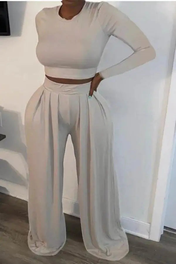 Wide Two-Piece high-waist pants Set