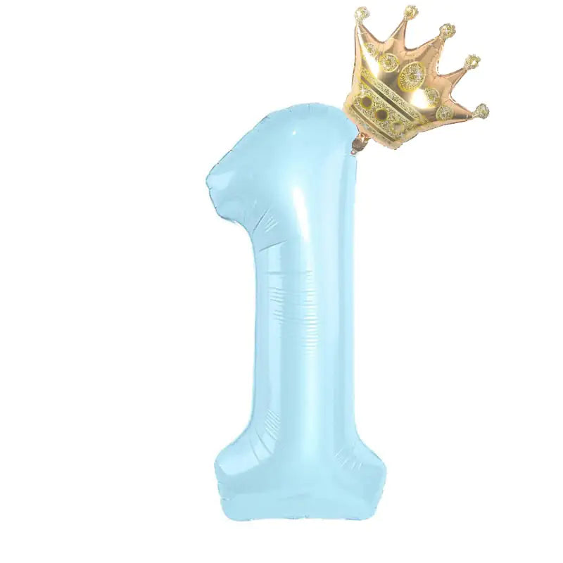 32inch Pastel Foil Number Balloon with Crown