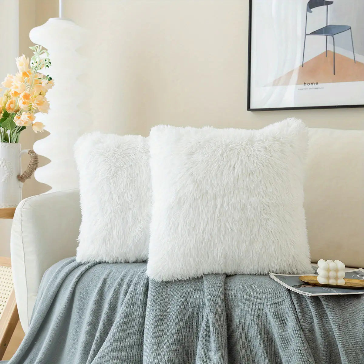 Soft Faux Fur Throw Pillow Covers