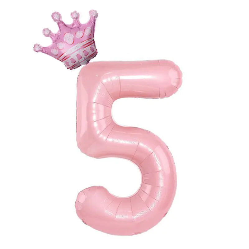 32inch Pastel Foil Number Balloon with Crown