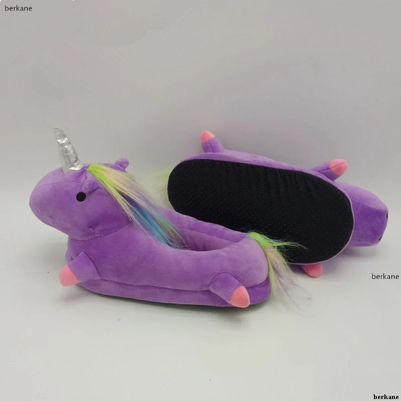 Unicorn Plush Slippers with LED Light