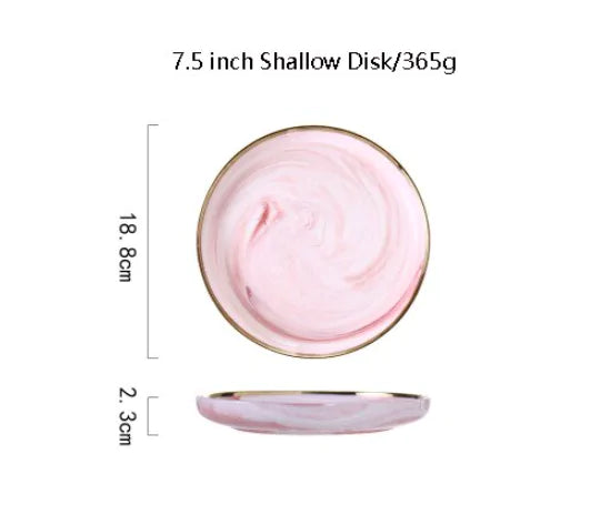 Pink Marbel Dinnerware Dinner Plates