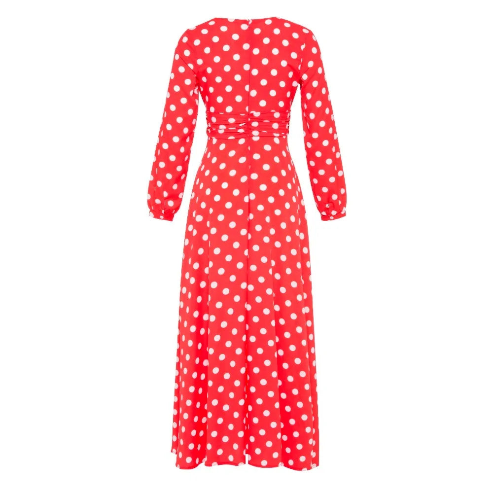 Bohemian Polka Dots Split Maxi Dress