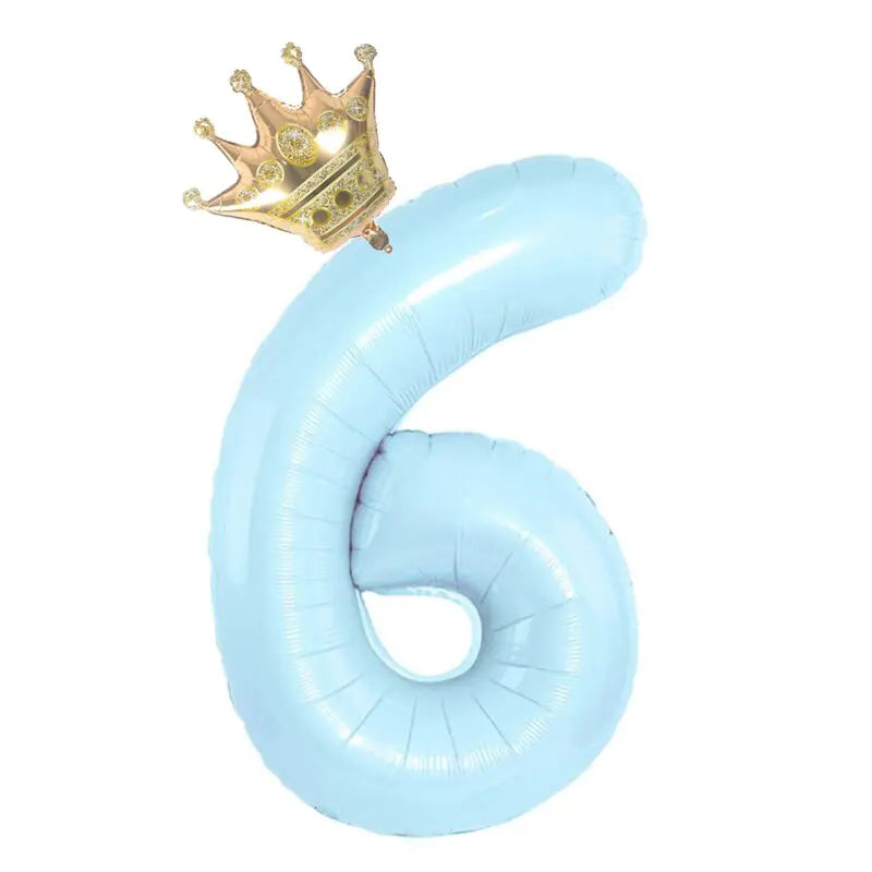 32inch Pastel Foil Number Balloon with Crown