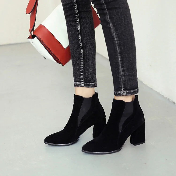 Korean Faux Suede Ankle Boots