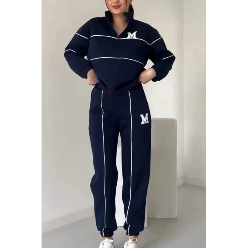 Women's Sweater Letter Long Sleeve Sports Suit