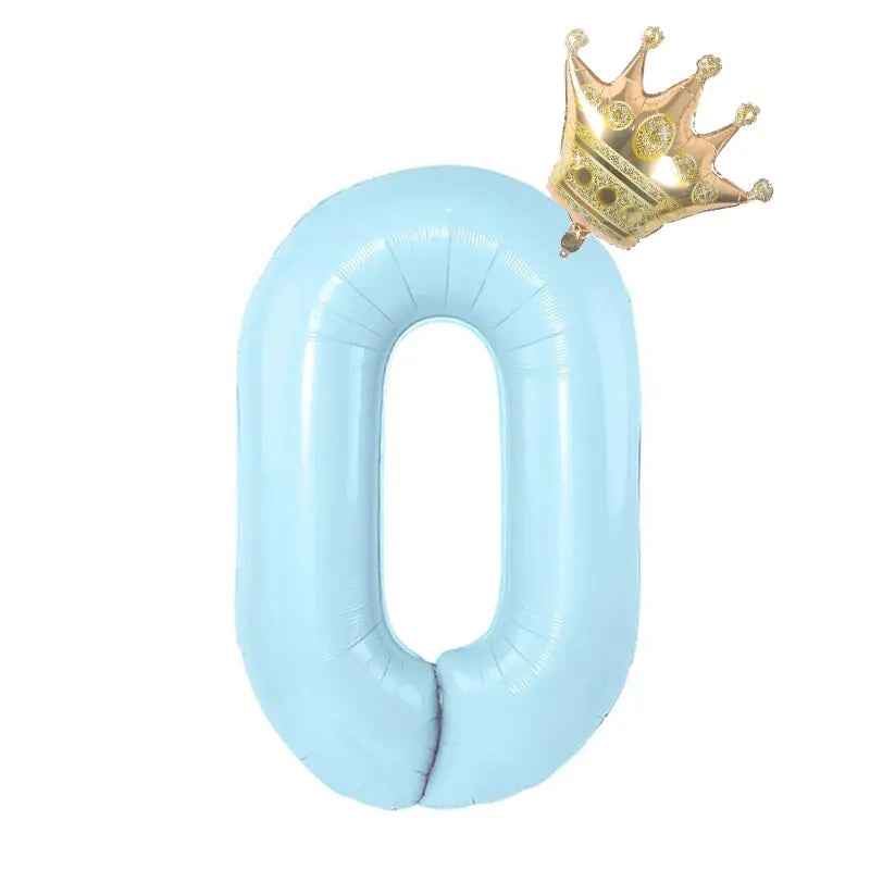 32inch Pastel Foil Number Balloon with Crown