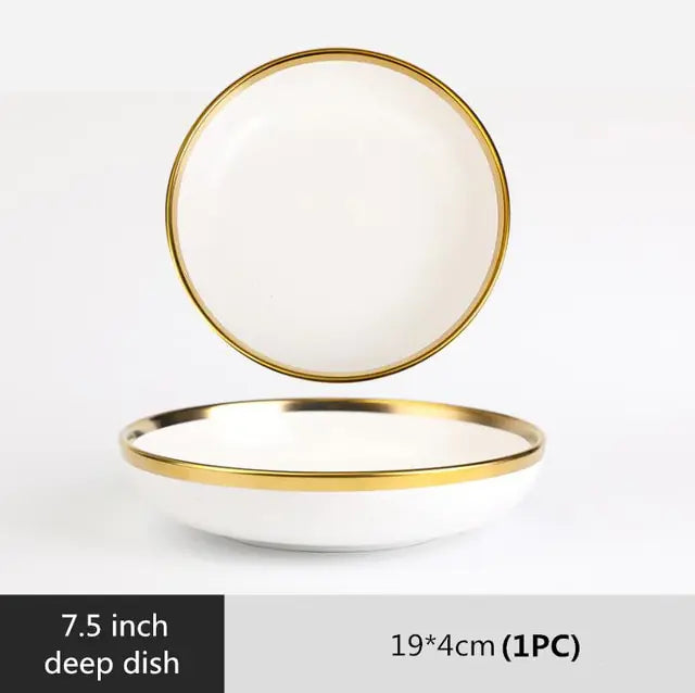 High-quality Matte Gilt Rim White Porcelain