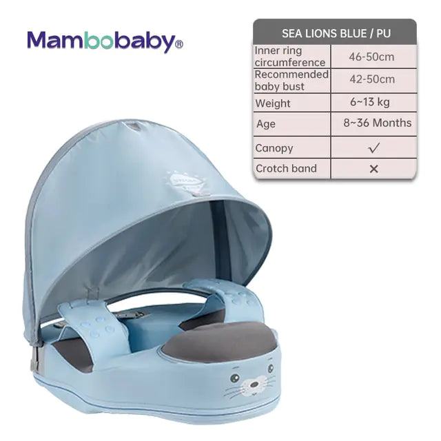 Baby Swimming Float With Sunshade For Infant Non-Inflatable Pool