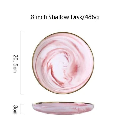 Pink Marbel Dinnerware Dinner Plates