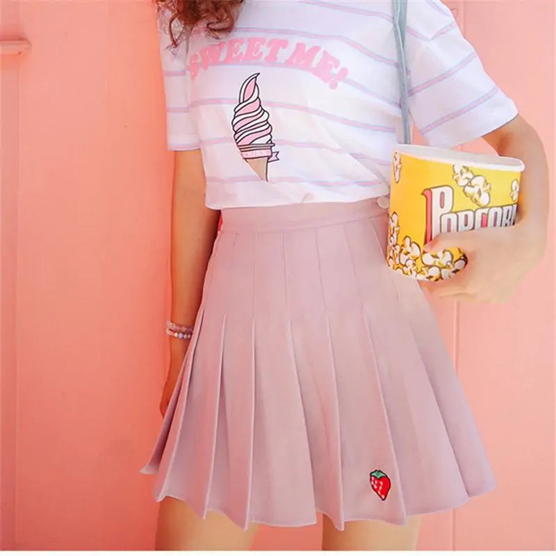 Pastel Peach Pink Pleated Skirts