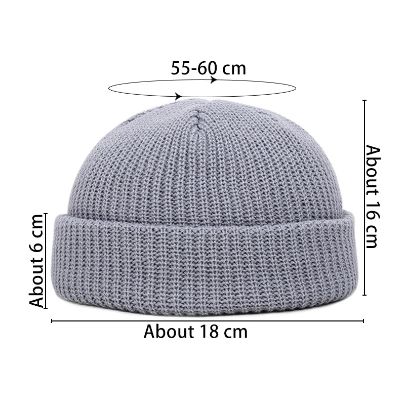 Unisex Solid Knitted Brimless Hat