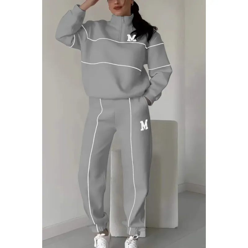 Women's Sweater Letter Long Sleeve Sports Suit