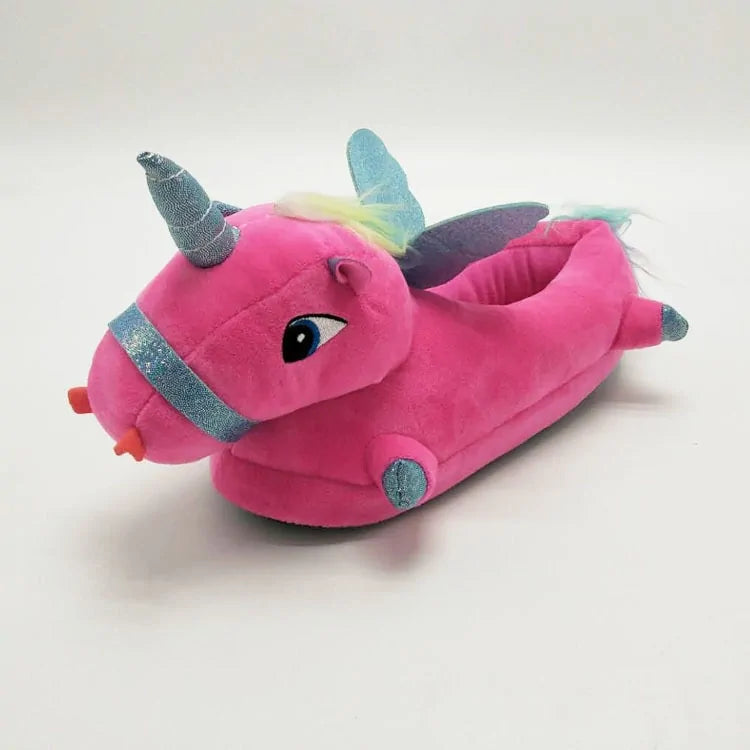 Unicorn Plush Slippers with LED Light