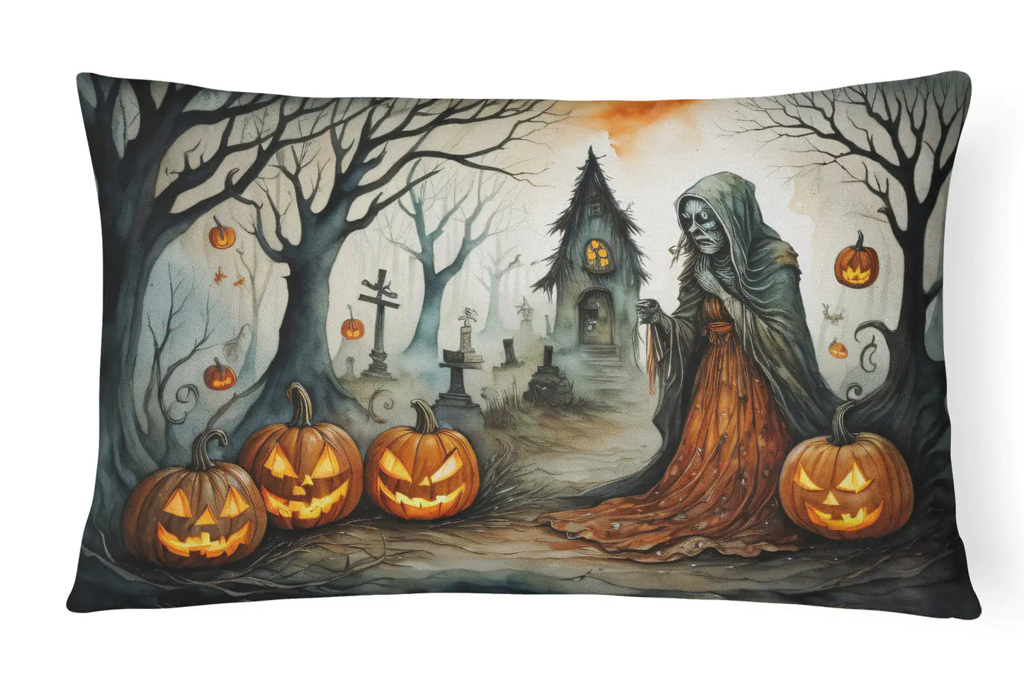 The Weeping Woman Spooky Halloween Throw Pillow