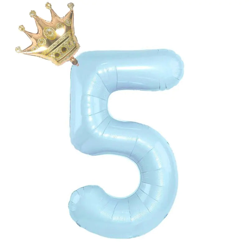 32inch Pastel Foil Number Balloon with Crown