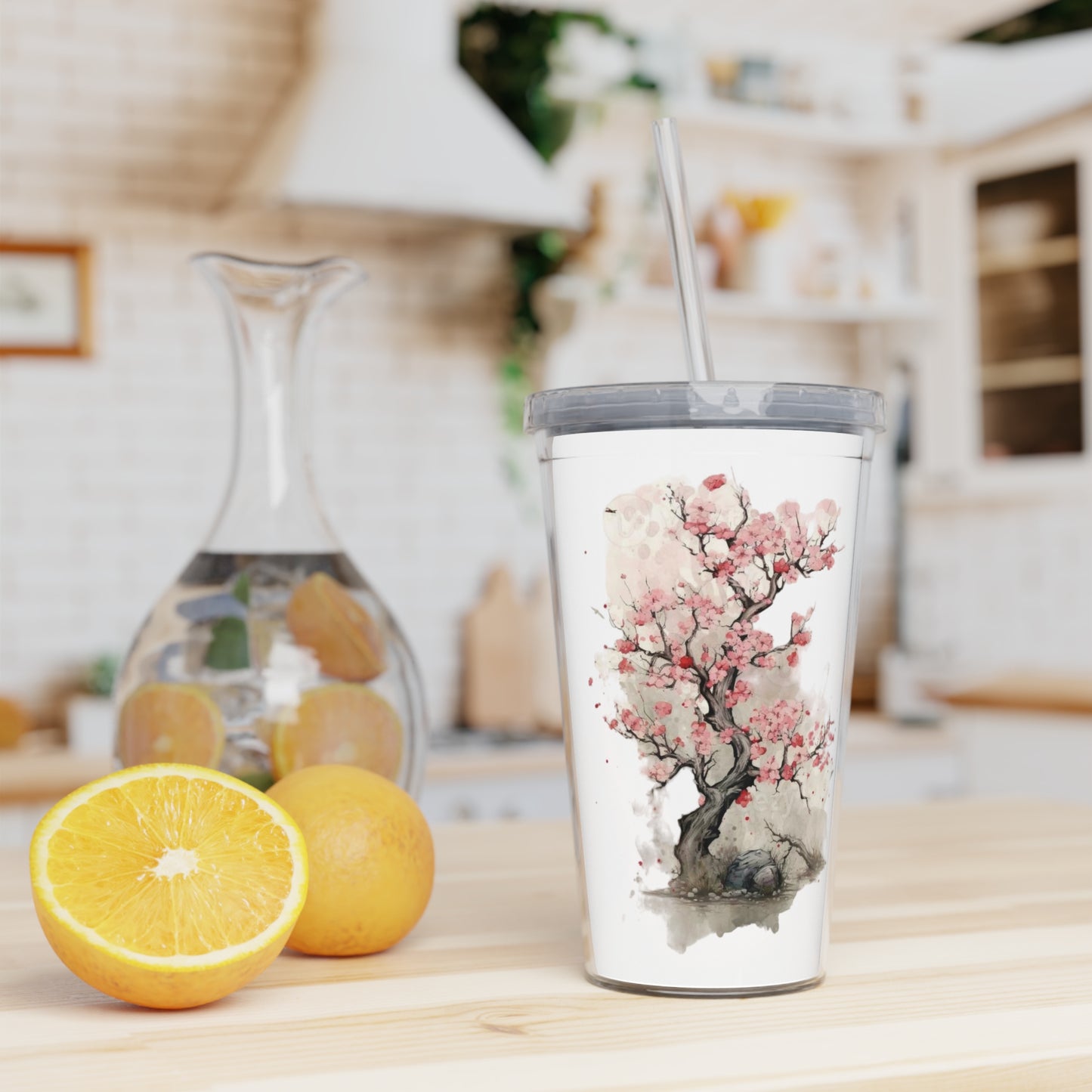 Plastic Tumbler with Straw