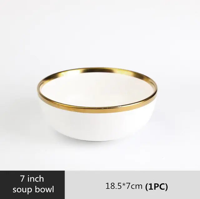 High-quality Matte Gilt Rim White Porcelain