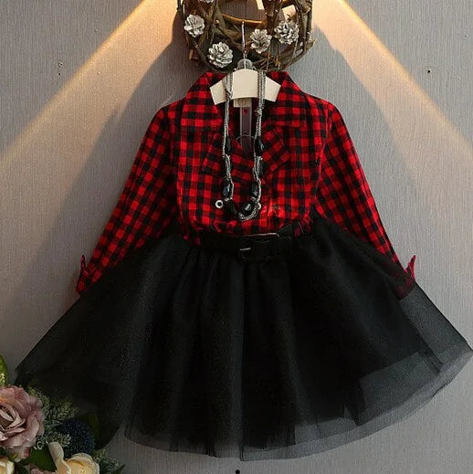 Kid Checked Lace Dress