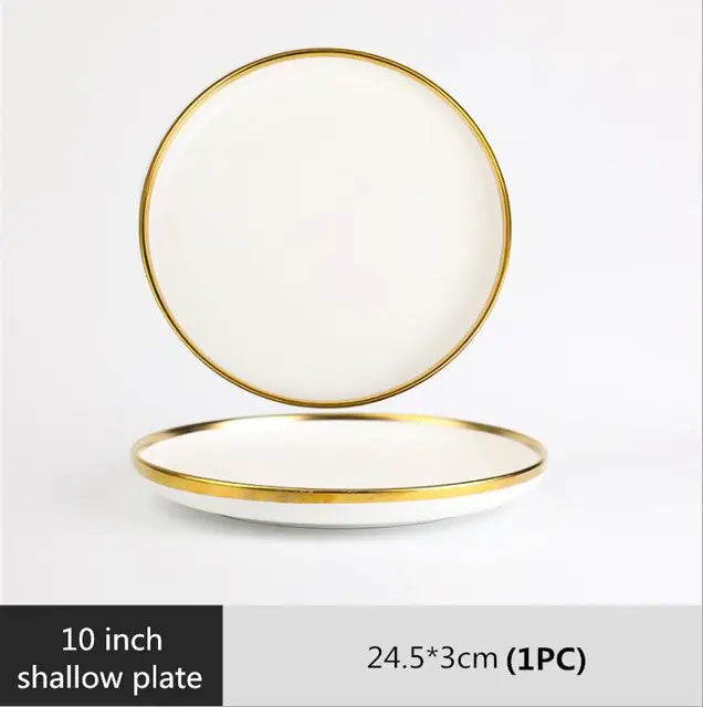 High-quality Matte Gilt Rim White Porcelain