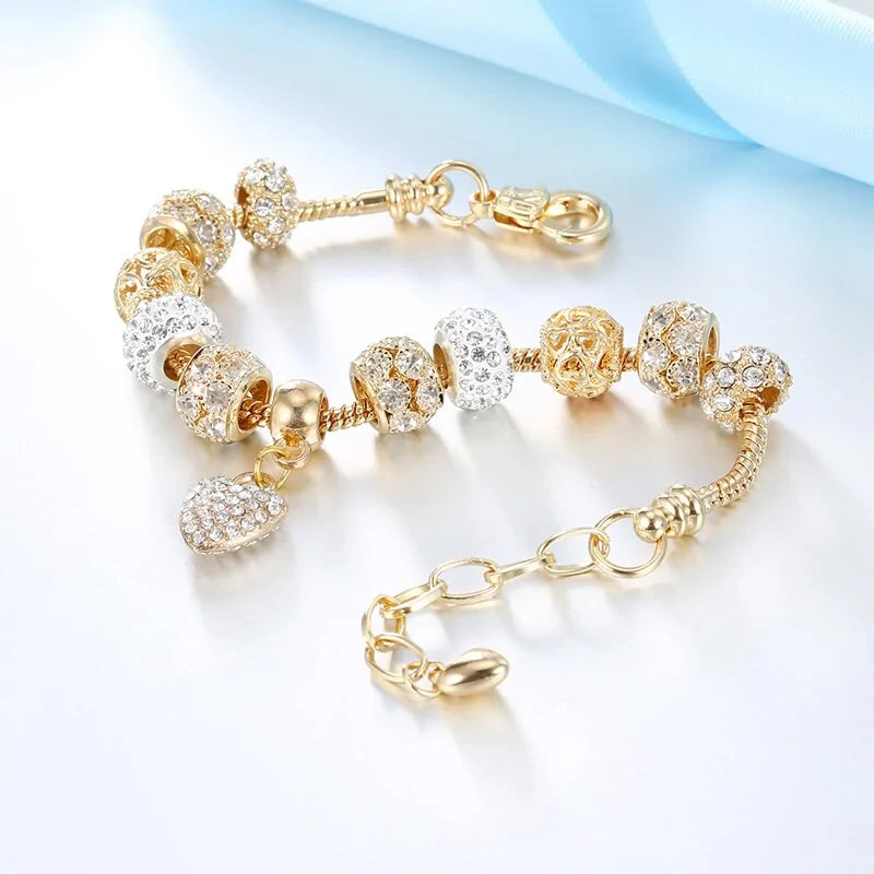 Cubic Charm Gold Heart Bracelets For Women