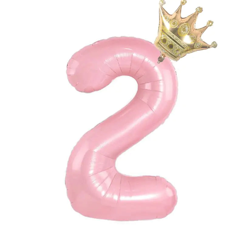 32inch Pastel Foil Number Balloon with Crown