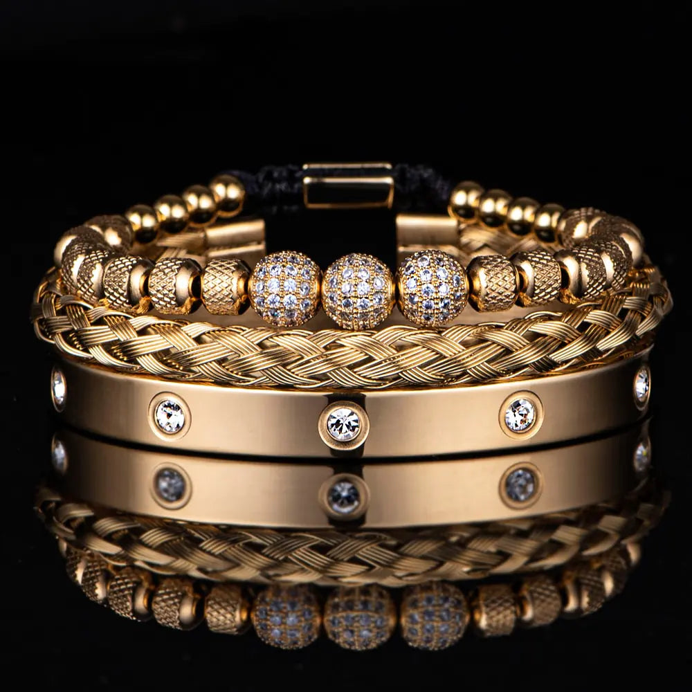 Luxury Micro Pave CZ Round Beads Men Bracelets