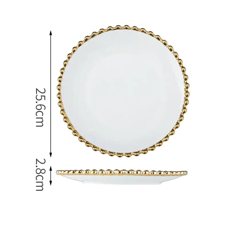 Nordic Gold Bead Ceramic Dinner Plates