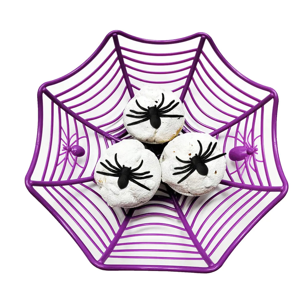 Halloween Candy Basket: Black Orange Spider Web Design for Trick or Treat Decoration