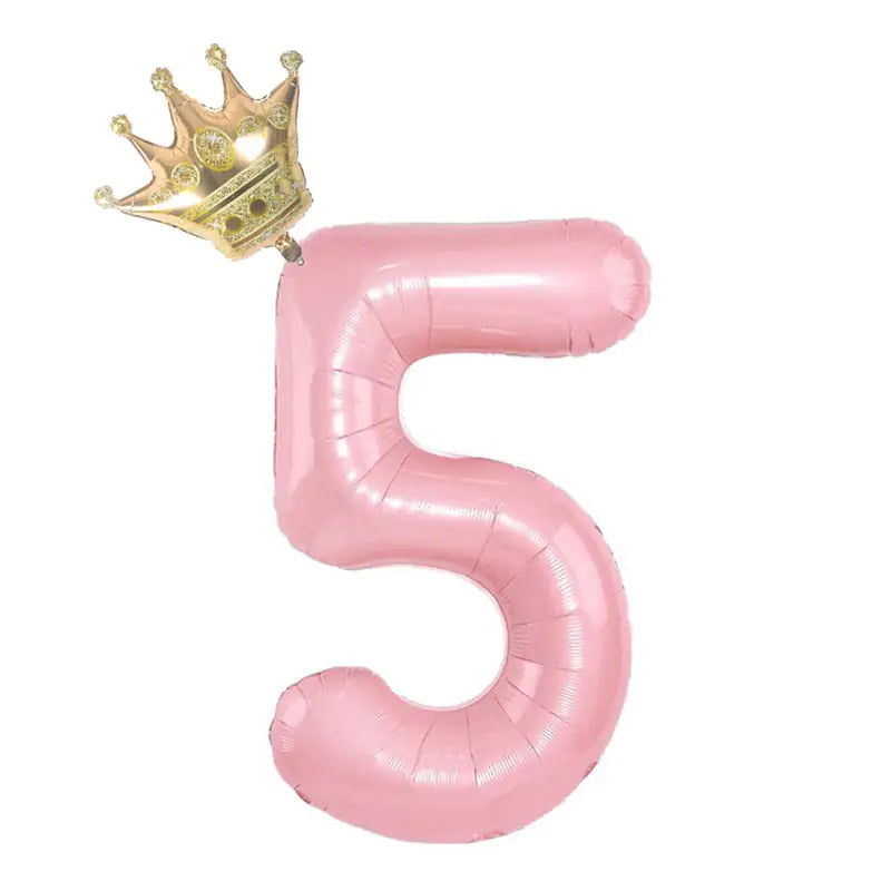 32inch Pastel Foil Number Balloon with Crown