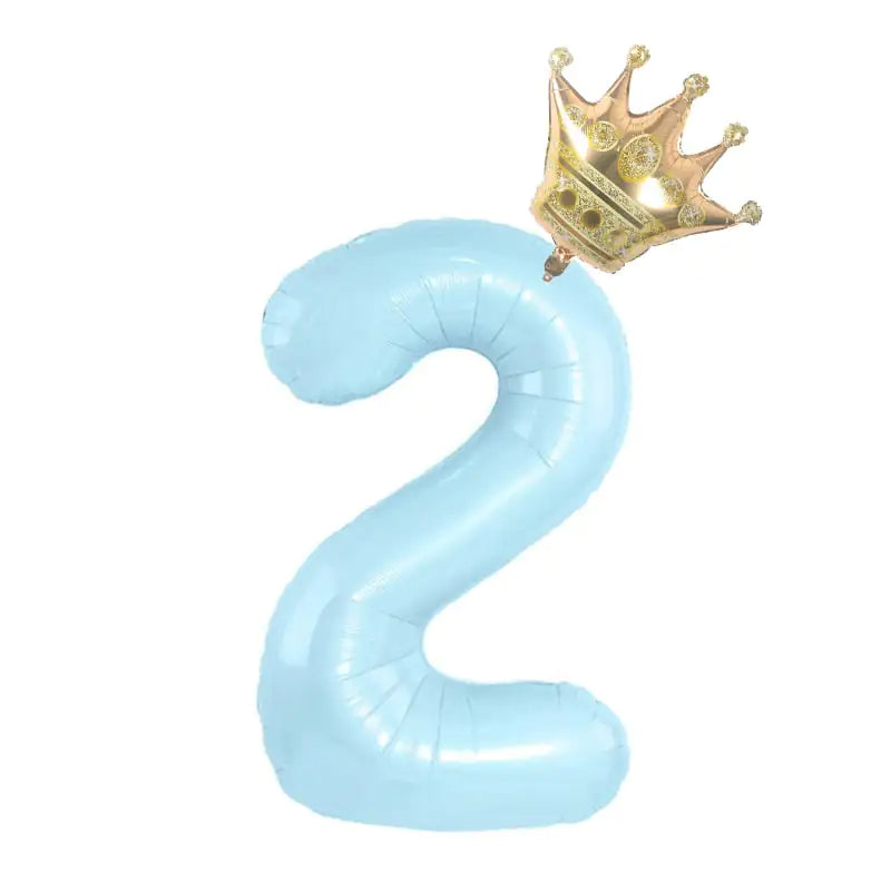 32inch Pastel Foil Number Balloon with Crown