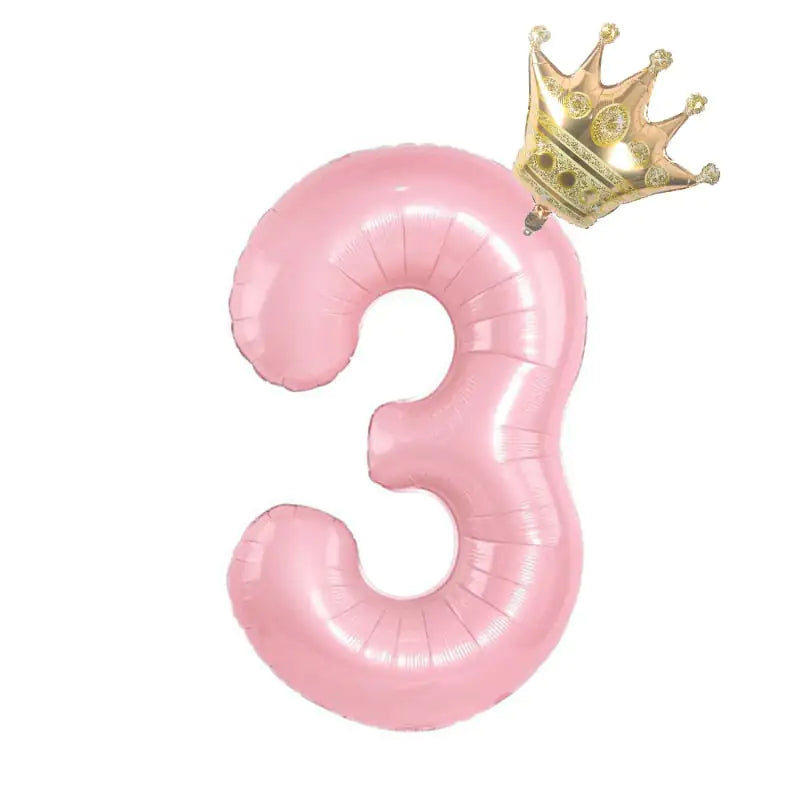 32inch Pastel Foil Number Balloon with Crown