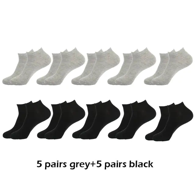 10 Pairs Men's Breathable Ankle Socks Cotton