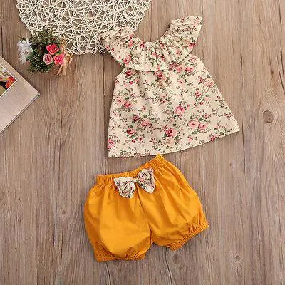 Frill Neck Top And Shorts Baby Set