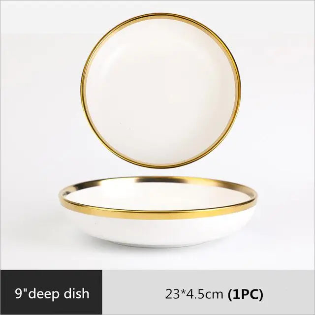 High-quality Matte Gilt Rim White Porcelain