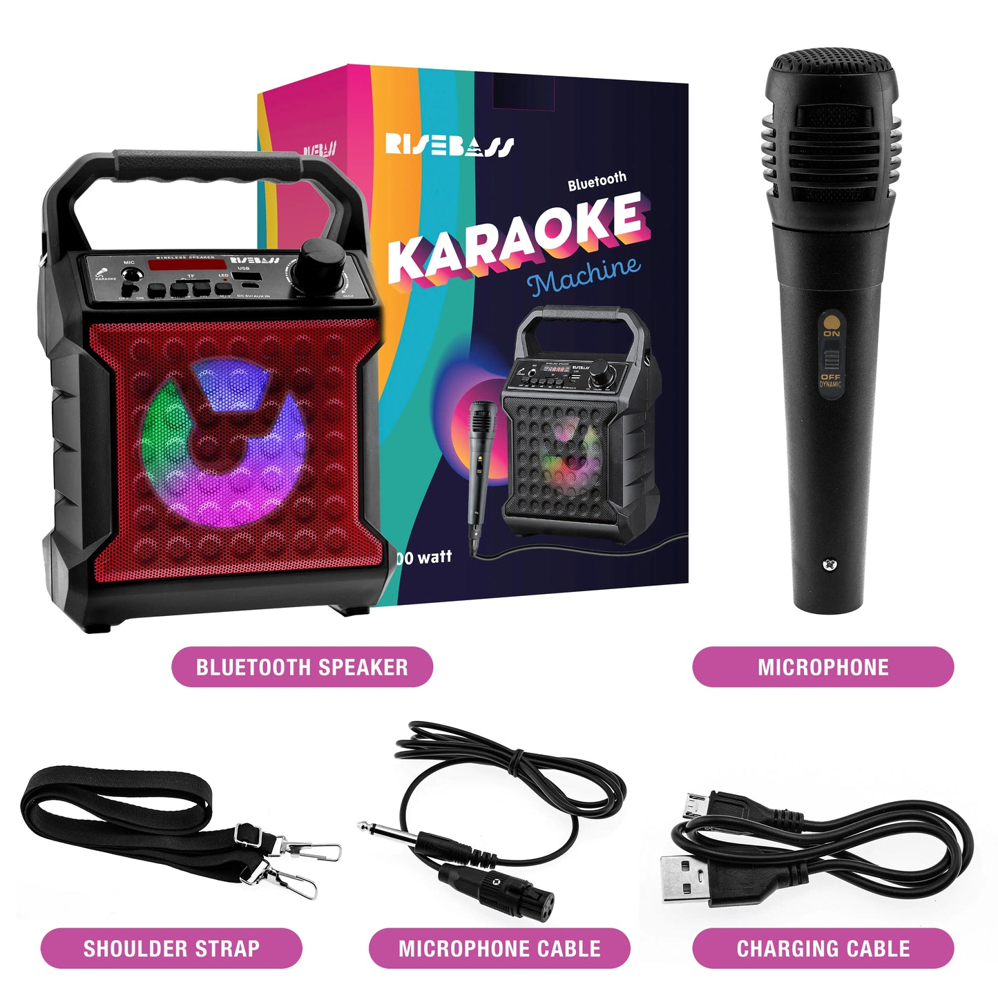 Risebass Portable Karaoke Machine with Microphone