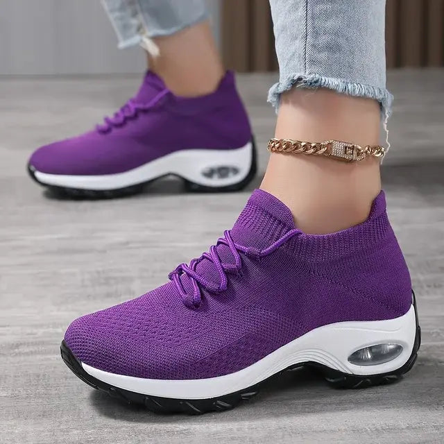 Women's Walking Shoes, Lace-On Sock