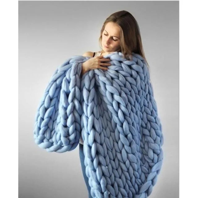 Chunky Knitted Wool Blanket