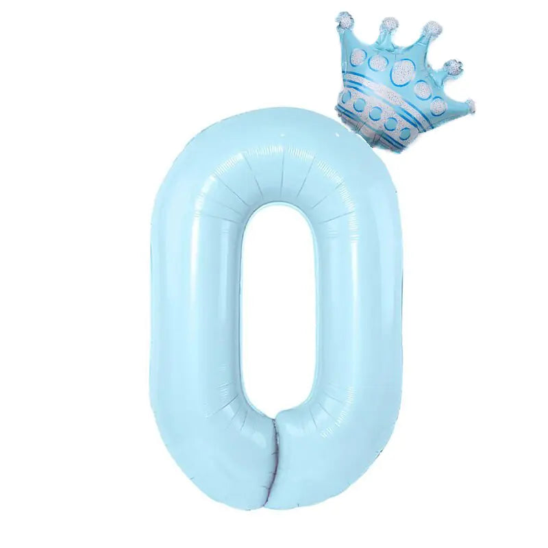 32inch Pastel Foil Number Balloon with Crown