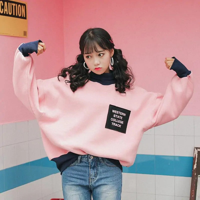 Pink Oversized Winter Sweatshirt