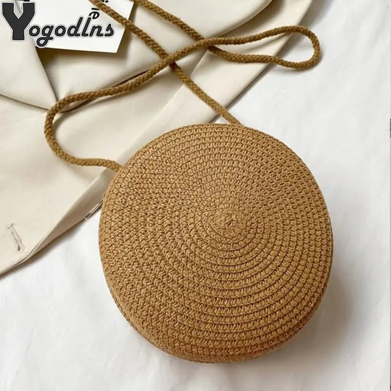 Women's Round Woven Straw Bag