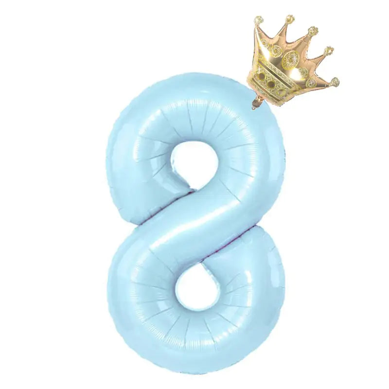 32inch Pastel Foil Number Balloon with Crown