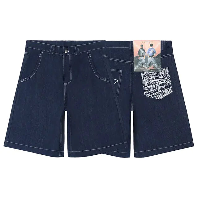 Retro Oversized Wide Leg Denim Jeans Shorts