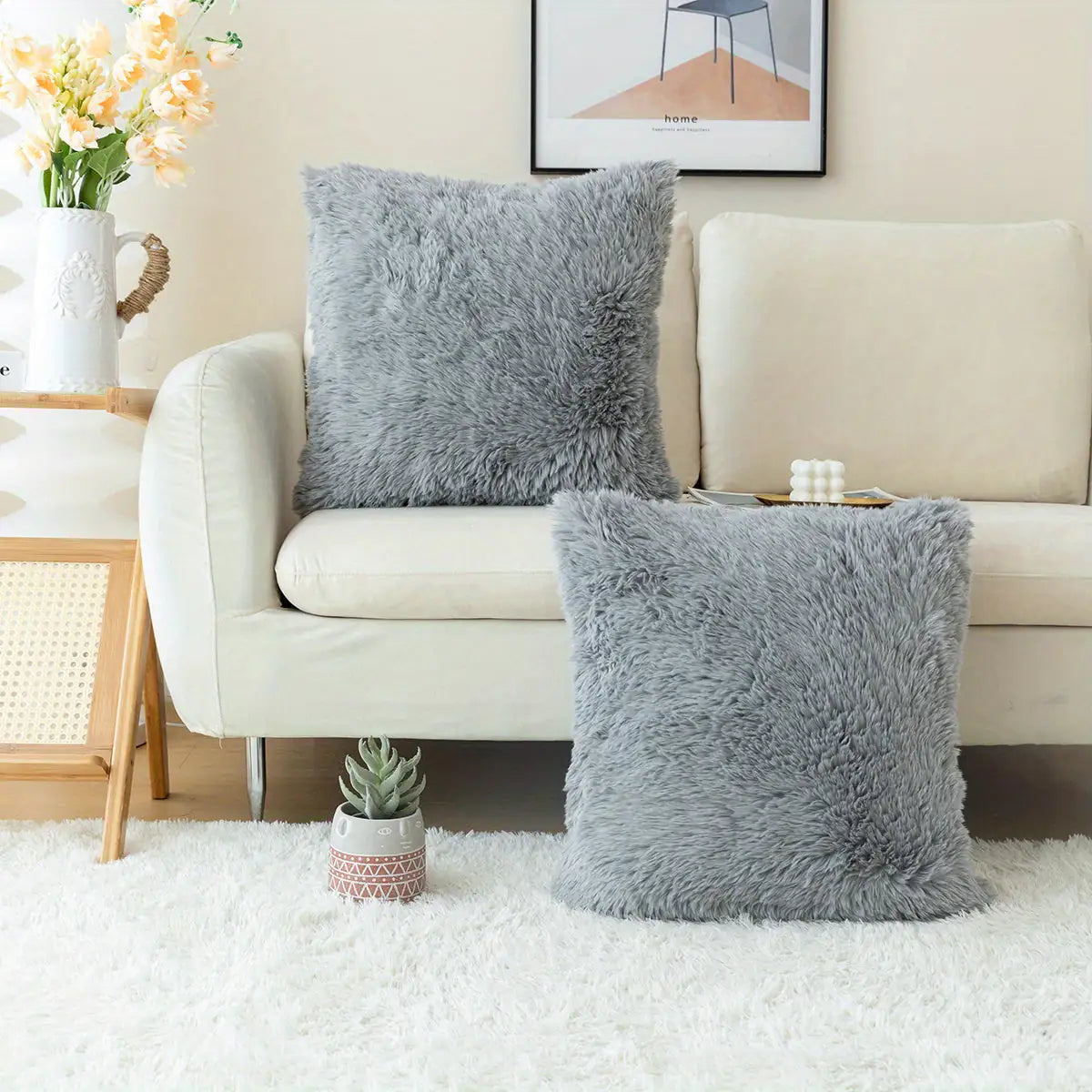 Soft Faux Fur Throw Pillow Covers