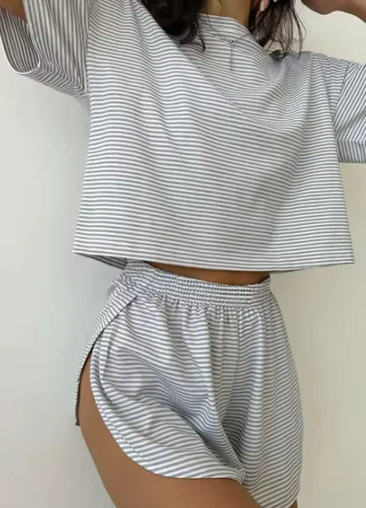 Striped Cotton Pyjama Set for Women