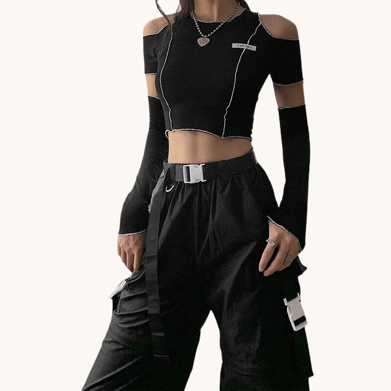 Shoulder Sleeve Crop Top